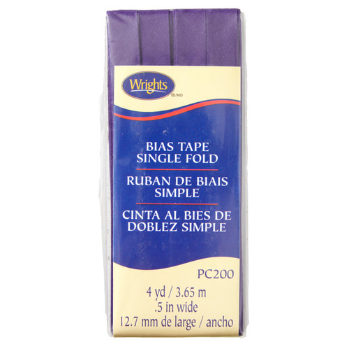 Wrights Single Fold Bias Tape .5"X4yd-Plum - 117-200-572 - 070659149146