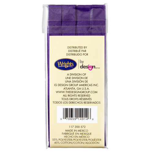 Wrights Single Fold Bias Tape .5"X4yd-Plum - 117-200-572
