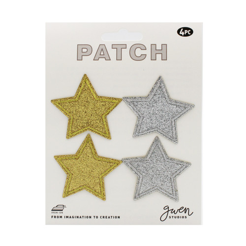 3 Pack - Gwen Studio Iron-On Patch Applique 2ct-Gold Silver Star - 5A003RPZ-1HNB5 - 810134489073