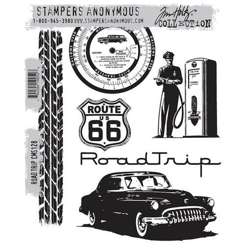 Tim Holtz Cling Stamps 7"X8.5"-Road Trip - CMS-128 - 794504190526
