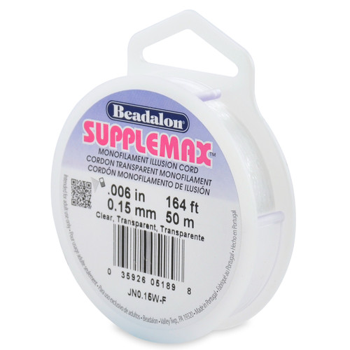Beadalon SuppleMax Illusion Cord 0.15mm/.006in-SuppleMax Clear Monofilament, 50m/164ft - 5A003THM-1HQF5 - 035926051898