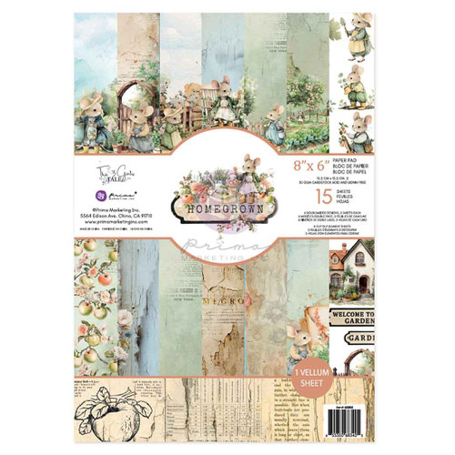 Prima Double-Sided Paper Pad 6"X8" 15/Pkg-Homegrown - 5A003T49-1HPJG - 655350683405