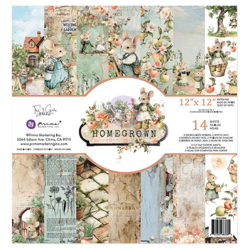 Prima Double-Sided Paper Pad 12"X12" 14/Pkg-Homegrown - 5A003T3P-1HPJN - 655350683382