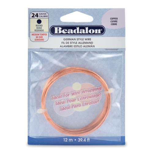 Beadalon German Style Wire, Round, Copper.-24 gauge .51mm/.020in, 12m/39.4ft - 5A003V4T-1HQW6 - 035926098992