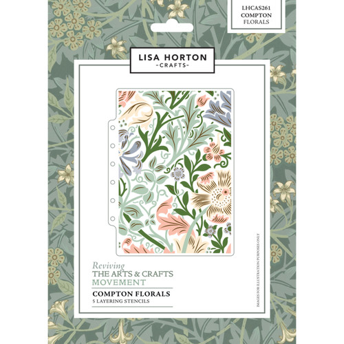 Lisa Horton Crafts Reviving The Arts&Crafts Movement Stencil-Compton Florals - 5A003VB4-1HR1Z - 780627351883