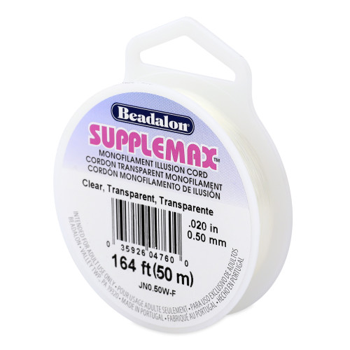3 Pack - Beadalon SuppleMax Illusion Cord 0.50mm/.020in-SuppleMax Clear Monofilament, 50m/164ft - 5A003THP-1HQF6 - 035926047600