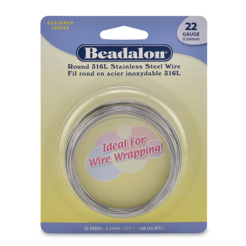 3 Pack - Beadalon 316L Stainless Steel Wrapping Wire, Round.-22 gauge .64mm/.025in, 10m/32.8ft - 5A003V4F-1HQWC - 035926094123