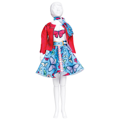 DRESS YOUR DOLL Fashion Designer Creative Kit for Kids BUTTERFLY Fashion Doll Clothes for 12 inch Dolls Easy Sewing Kit for Beginners DIY Doll Clothes Making Set - 5425027362064