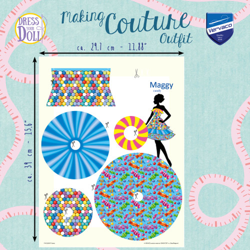 DRESS YOUR DOLL Fashion Designer Creative Kit for Kids CANDY Fashion Doll Clothes for 12 inch Dolls Easy Sewing Kit for Beginners DIY Doll Clothes Making Set