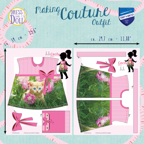 DRESS YOUR DOLL Fashion Designer Creative Kit for Kids KITTEN Fashion Doll Clothes for 18 inch Dolls Easy Sewing Kit for Beginners DIY Doll Clothes Making Set