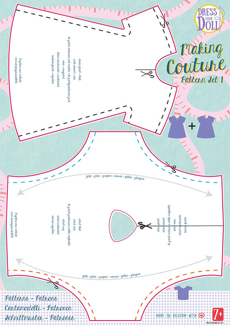 DRESS YOUR DOLL Fashion Design Stencils Reusable Hard Cardboard Patterns for 12 inch Fashion Dolls Sewing Template Set DIY Doll Clothes Making Kit