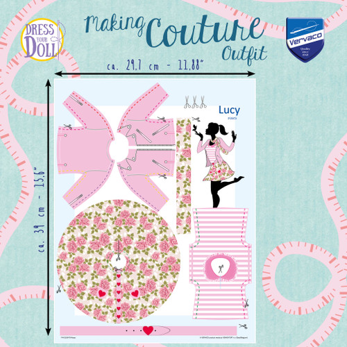 DRESS YOUR DOLL Fashion Designer Creative Kit for Kids ROSES Fashion Doll Clothes for 12 inch Dolls Easy Sewing Kit for Beginners DIY Doll Clothes Making Set