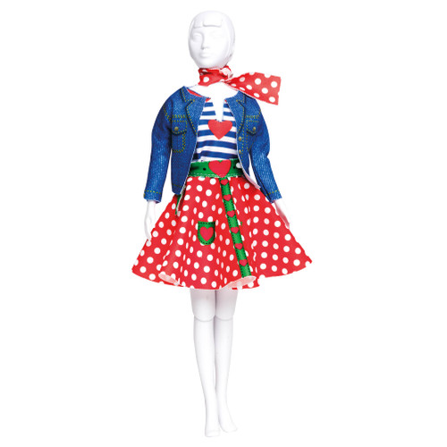 DRESS YOUR DOLL Fashion Designer Creative Kit for Kids POLKA DOTS Fashion Doll Clothes for 12 inch Dolls Easy Sewing Kit for Beginners DIY Doll Clothes Making Set - 5425027362095