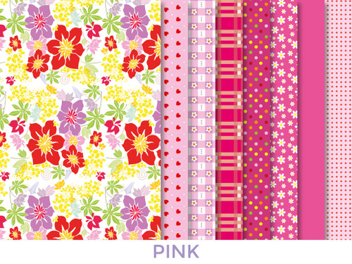 DRESS YOUR DOLL Fabric Assortment for Sewing DIY Doll Clothes Making Kit PINK Patterned Craft Fabric Squares 11.6" x 8.4" Set of 8 Creative Kit Sewing Supplies for Fashion Doll Clothes - 5425027361319