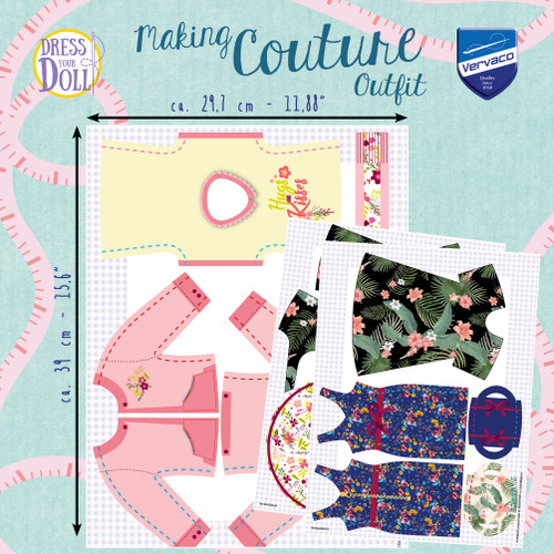 DRESS YOUR DOLL Fashion Boutique Designer Studio Clothes Making Starter Kit Outfits for 12 inch Fashion Dolls Floral Box Complete Fashion Design Kit with Mannequin Easy Sewing Kit for Beginners