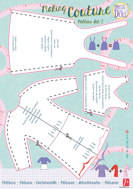 DRESS YOUR DOLL Fashion Design Stencils Reusable Hard Cardboard Patterns for 12 inch Fashion Dolls Sewing Template Set DIY Doll Clothes Making Kit