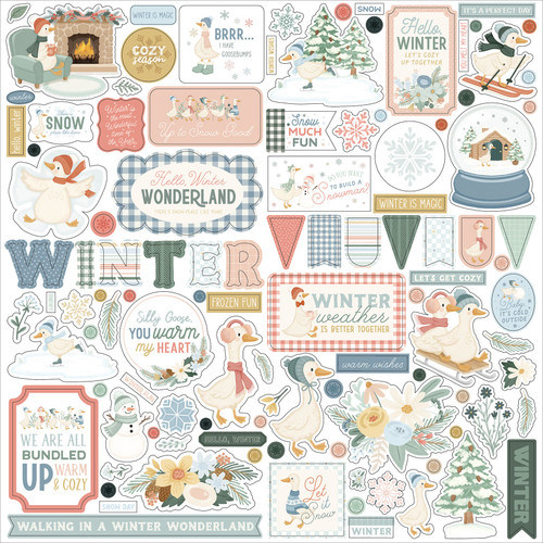 5 Pack - Carta Bella Elements Cardstock Stickers 12"X12"-Silly Goose Winter - 5A003W75-1HRTG - 810220754757