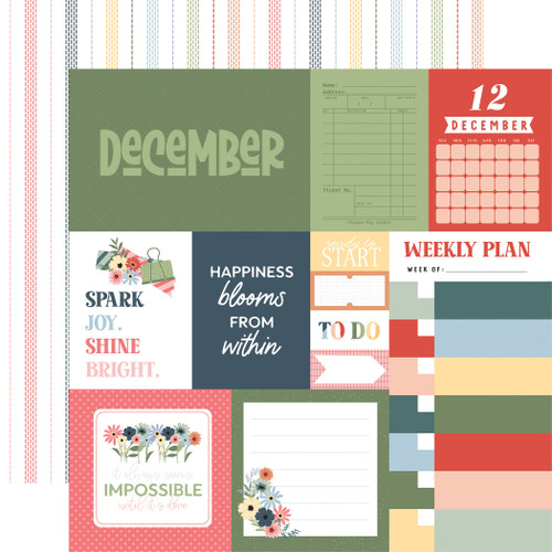 25 Pack - Echo Park One Day At A Time Cardstock 12"X12"-December - 5A003WCV-1HRZV - 810220753699