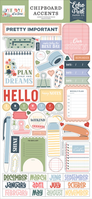 3 Pack - Echo Park Chipboard Accents 6"X13"-One Day At A Time - 5A003WD3-1HRZK - 810220753774