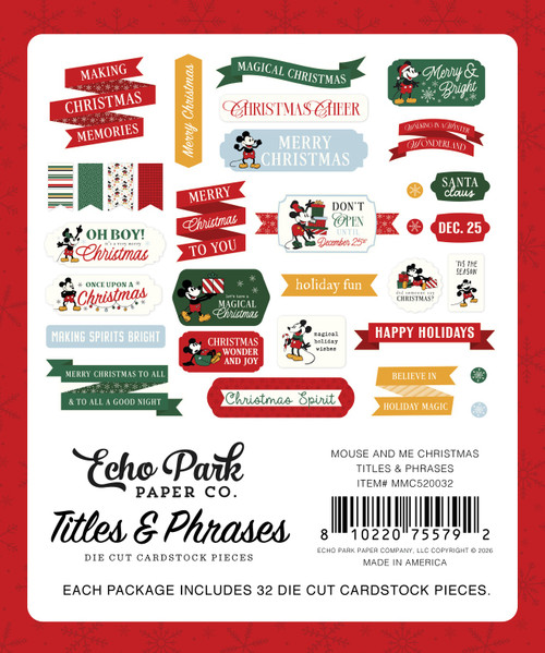 3 Pack - Echo Park Titles & Phrases Ephemera-Mouse And Me Christmas - 5A003W3G-1HRPK