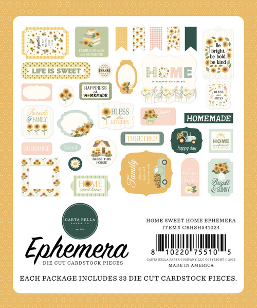3 Pack - Carta Bella Ephemera-Home Sweet Home - 5A003W7Z-1HRVB