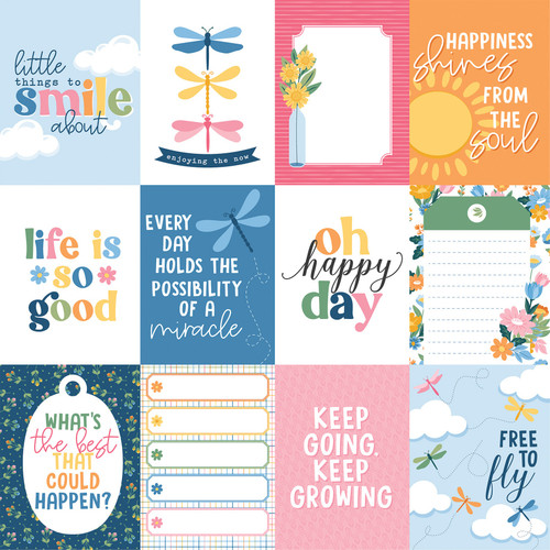 25 Pack - Echo Park Dragonfly Cardstock 12"X12"-3x4 Journaling Cards - 5A003WD8-1HS05