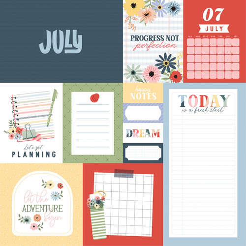 25 Pack - Echo Park One Day At A Time Cardstock 12"X12"-July - 5A003WCG-1HRZM