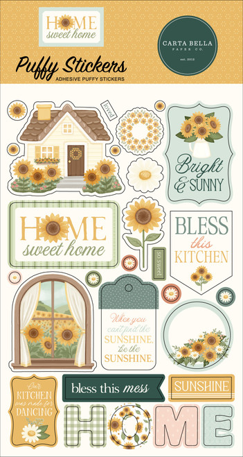 3 Pack - Carta Bella Puffy Stickers-Home Sweet Home - 5A003W7H-1HRVH - 810220755136