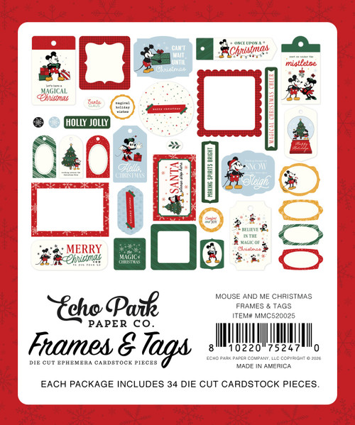 3 Pack - Echo Park Tags & Frames Ephemera-Mouse And Me Christmas - 5A003W3D-1HRPT
