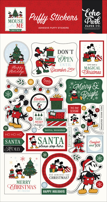 3 Pack - Echo Park Puffy Stickers-Mouse And Me Christmas - 5A003W2S-1HRPP - 810220750049