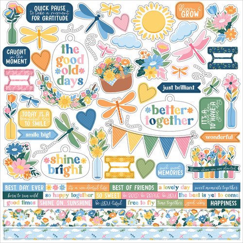 5 Pack - Echo Park Elements Cardstock Stickers 12"X12"-Dragonfly - 5A003WF3-1HS0Q - 810220753248