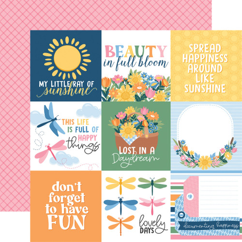 25 Pack - Echo Park Dragonfly Cardstock 12"X12"-4x4 Journaling Cards - 5A003WDH-1HS0S - 810220753163