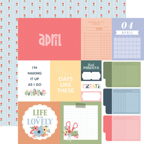 25 Pack - Echo Park One Day At A Time Cardstock 12"X12"-April - 5A003WCB-1HRYW - 810220753613