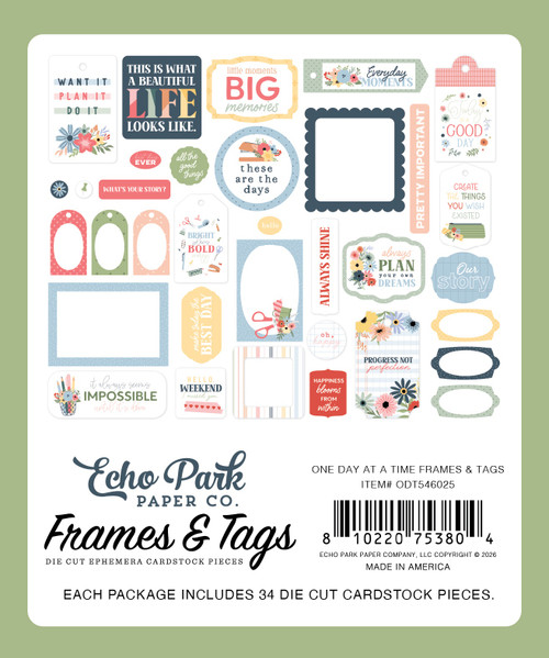 3 Pack - Echo Park Tags & Frames Ephemera-One Day At A Time - 5A003WC6-1HRYZ