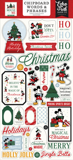 3 Pack - Echo Park Chipboard Words & Phrases 6"X13"-Mouse And Me Christmas - 5A003W3N-1HRNZ - 810220750025