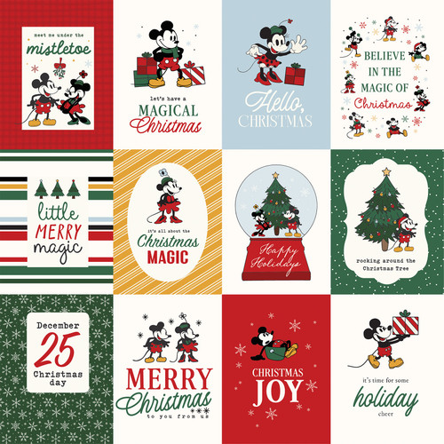 25 Pack - Echo Park Mouse And Me Christmas Cardstock 12"X12"-3x4 Journaling Cards - 5A003W2X-1HRP2