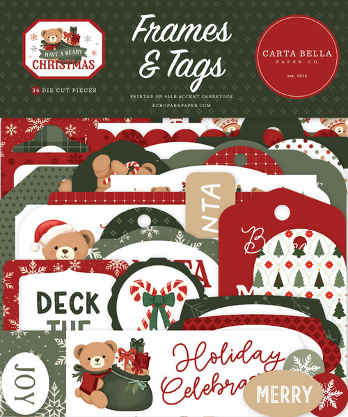 3 Pack - Carta Bella Tags & Frames-Have A Beary Christmas - 5A003W26-1HRM9 - 810220751848