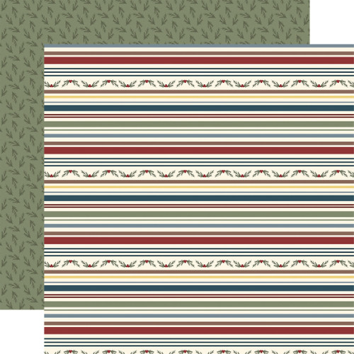 25 Pack - Echo Park Joy To The World Cardstock 12"X12"-Holly And Stripes - 5A003W28-1HRML - 810220753965