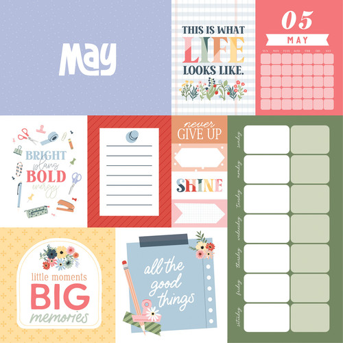 25 Pack - Echo Park One Day At A Time Cardstock 12"X12"-May - 5A003WCC-1HRZL