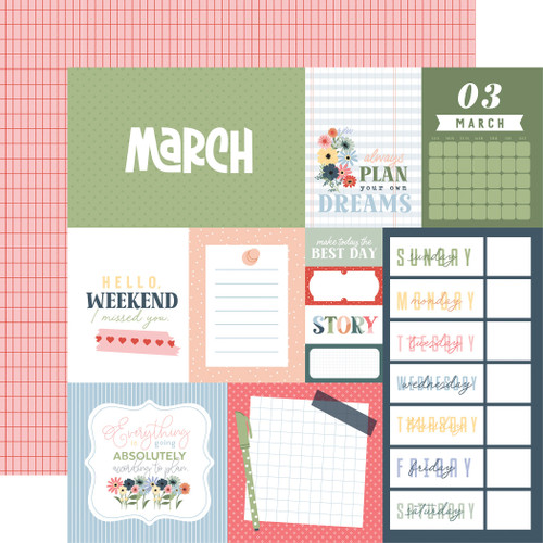 25 Pack - Echo Park One Day At A Time Cardstock 12"X12"-March - 5A003WC5-1HRZ7 - 810220753606