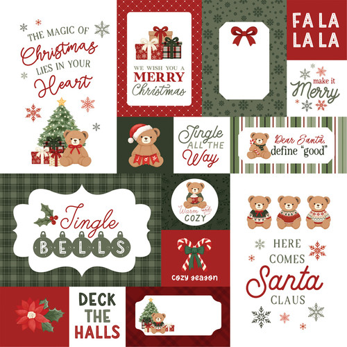 25 Pack - Carta Bella Have A Beary Christmas Cardstock 12"X12"-Teddy Journaling Cards - 5A003W1H-1HRLH