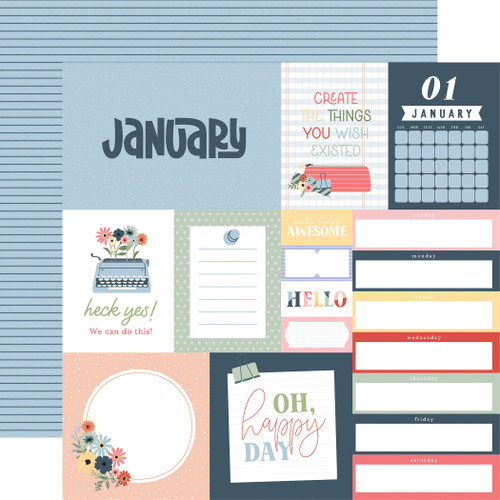 25 Pack - Echo Park One Day At A Time Cardstock 12"X12"-January - 5A003WC3-1HRZ8 - 810220753583