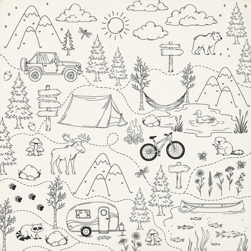 25 Pack - Carta Bella Great Outdoors Cardstock 12"X12"-Scenic Route - 5A003W8J-1HRW3