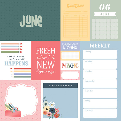 25 Pack - Echo Park One Day At A Time Cardstock 12"X12"-June - 5A003WCD-1HRZH
