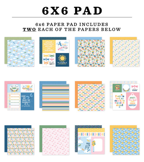 3 Pack - Echo Park Double Sided 6x6 Paper Pad-Dragonfly - 5A003WDC-1HS0R