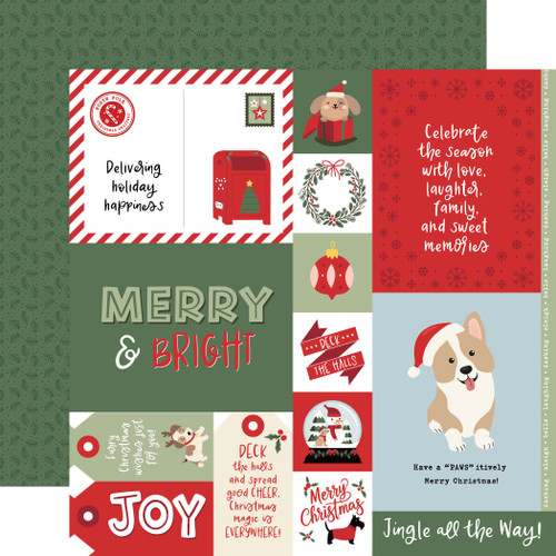 25 Pack - Echo Park Here Comes Santa Paw Cardstock 12"X12"-Multi Journaling Cards - 5A003W0P-1HRJY - 810220752074