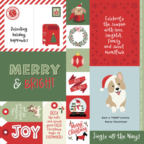 25 Pack - Echo Park Here Comes Santa Paw Cardstock 12"X12"-Multi Journaling Cards - 5A003W0P-1HRJY