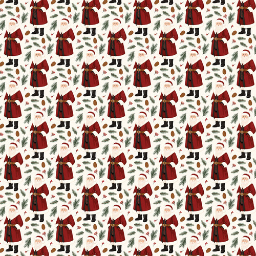 25 Pack - Carta Bella Classic Christmas Cardstock 12"X12"-Wonderful Santa Claus - 5A003W15-1HRKJ