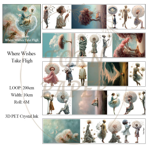Torn Pape 3D Gloss PET Tape 6m-Where Wishes Take Flight - 5A003XPZ-1HSLS - 8800325563318