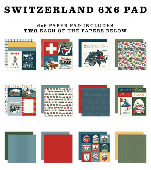 3 Pack - Carta Bella Double Sided 6x6 Paper Pad-Switzerland - 5A003WBS-1HRY1